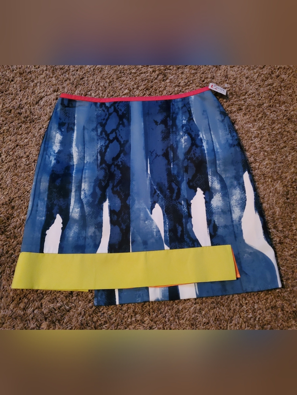 New TAHARI Borage mini skirt multi color Sz 6 cascade unique asymmetrical Medium